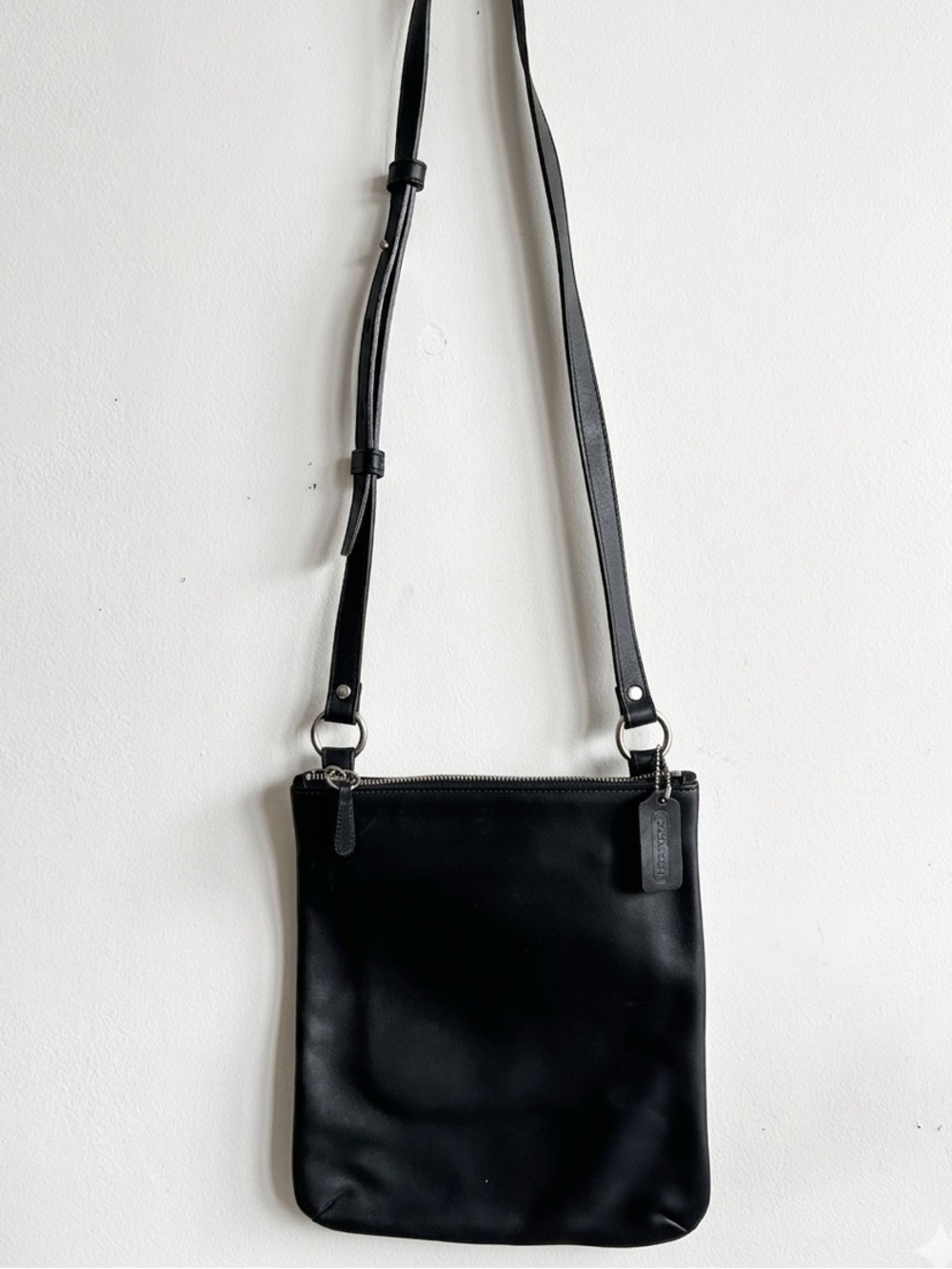 Vintage Coach Chelsea Slim Crossbody Bag (#9457) – Made in USA - Black Leather